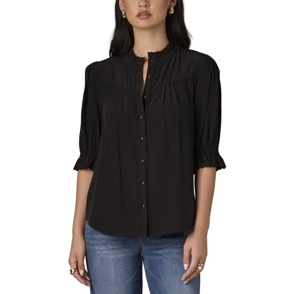 Wit & Wisdom Womens  Eyelet Woven Top, Black